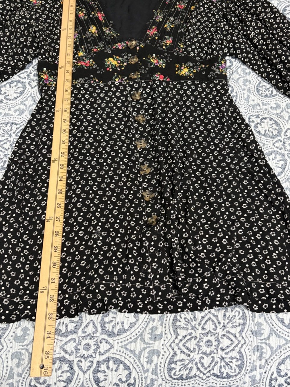 Free People Black Floral Mini Dress - Picture 9 of 13